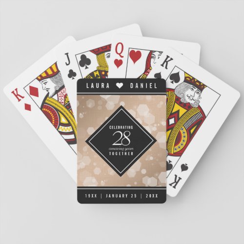 Elegant 28th Linen Wedding Anniversary Celebration Poker Cards