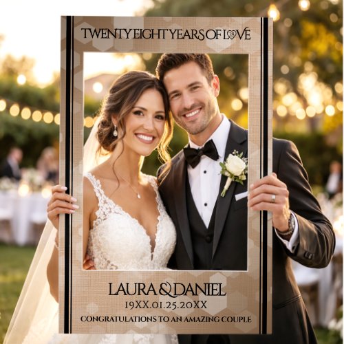 Elegant 28th Linen Wedding Anniversary Celebration Selfie Frame