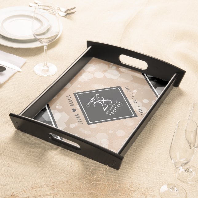 Elegant 28th Linen Wedding Anniversary Celebration Serving Tray (Front)