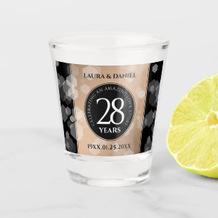 Elegant 28th Linen Wedding Anniversary Celebration Shot Glass