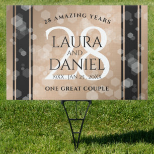 Elegant 28th Linen Wedding Anniversary Celebration Sign