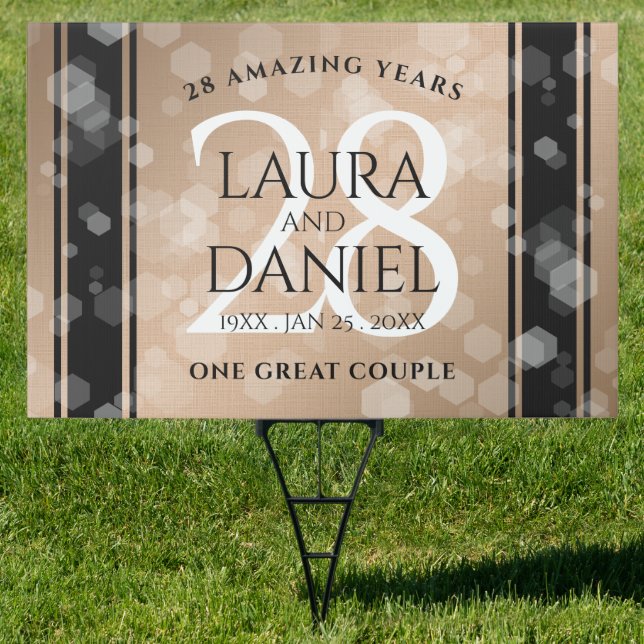 Elegant 28th Linen Wedding Anniversary Celebration Sign (Insitu)