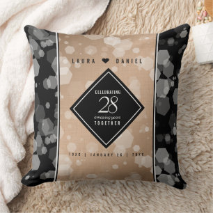 Elegant 28th Linen Wedding Anniversary Celebration Throw Pillow