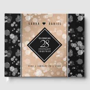 Elegant 28th Linen Wedding Anniversary Guest Book