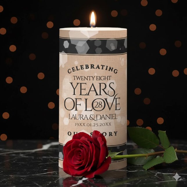 Elegant 28th Linen Wedding Anniversary Pillar Candle (Elegant 28th Linen Wedding Anniversary Pillar Candle Cover Photo)