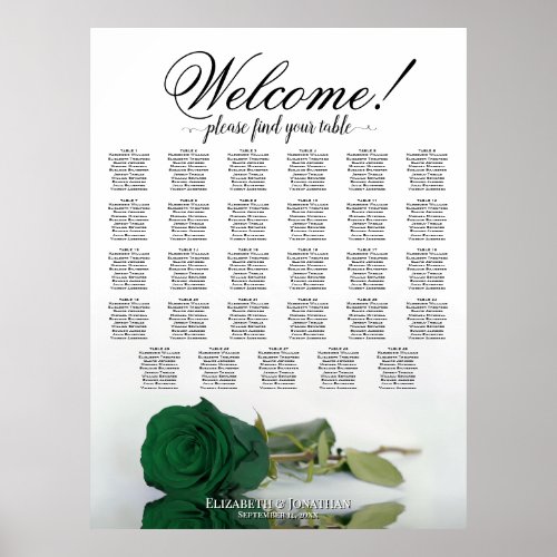 Elegant 29 Table Emerald Green Rose Seating Chart
