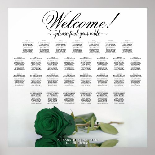 Elegant 29 Table Emerald Green Rose Seating Chart