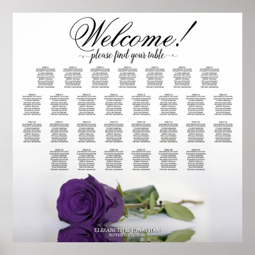 Elegant 29 Table Royal Purple Rose Seating Chart