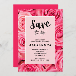 Elegant 29th birthday Floral Rose Save the date Invitation