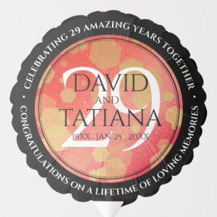 Elegant 29th Garnet Wedding Anniversary Balloon