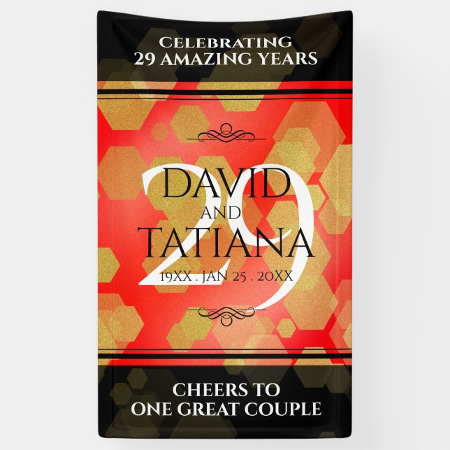 Elegant 29th Garnet Wedding Anniversary Banner (Vertical)