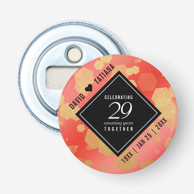 Elegant 29th Garnet Wedding Anniversary Bottle Opener (Front)