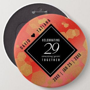 Elegant 29th Garnet Wedding Anniversary Button