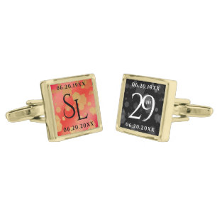 Elegant 29th Garnet Wedding Anniversary Cufflinks