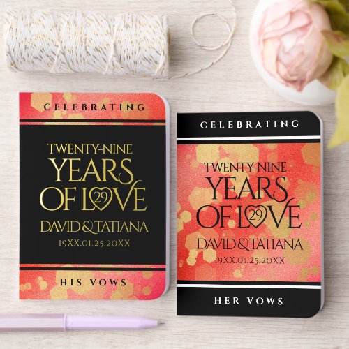 Elegant 29th Garnet Wedding Anniversary Foil Vow Books