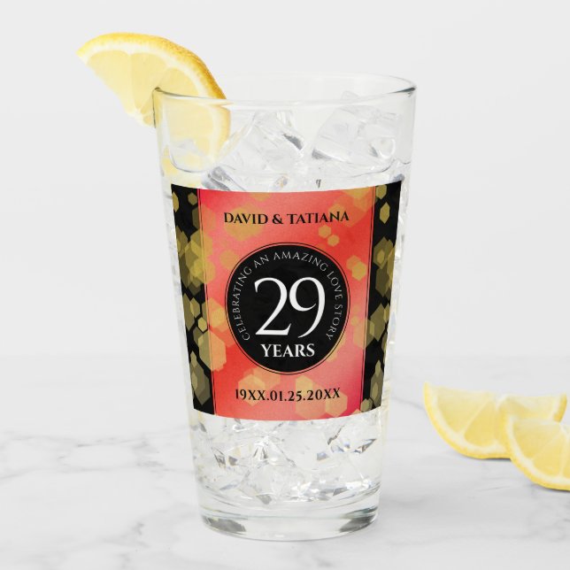 Elegant 29th Garnet Wedding Anniversary Glass (Front Ice)