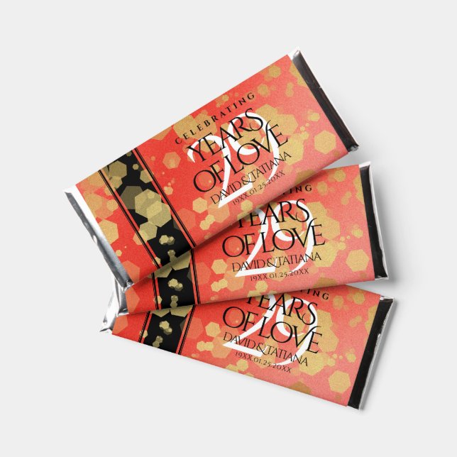 Elegant 29th Garnet Wedding Anniversary Hershey Bar Favors (Front)