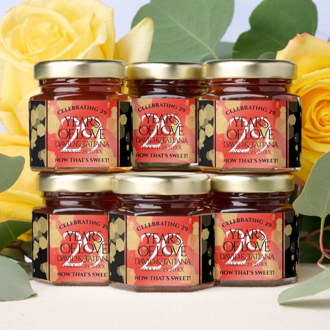 Elegant 29th Garnet Wedding Anniversary Honey Jar Favors (Insitu)