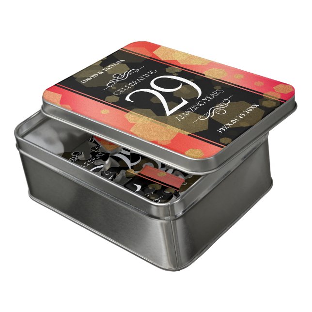 Elegant 29th Garnet Wedding Anniversary Jigsaw Puzzle (Lid Open)