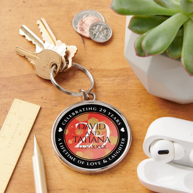Elegant 29th Garnet Wedding Anniversary Keychain (Desk)