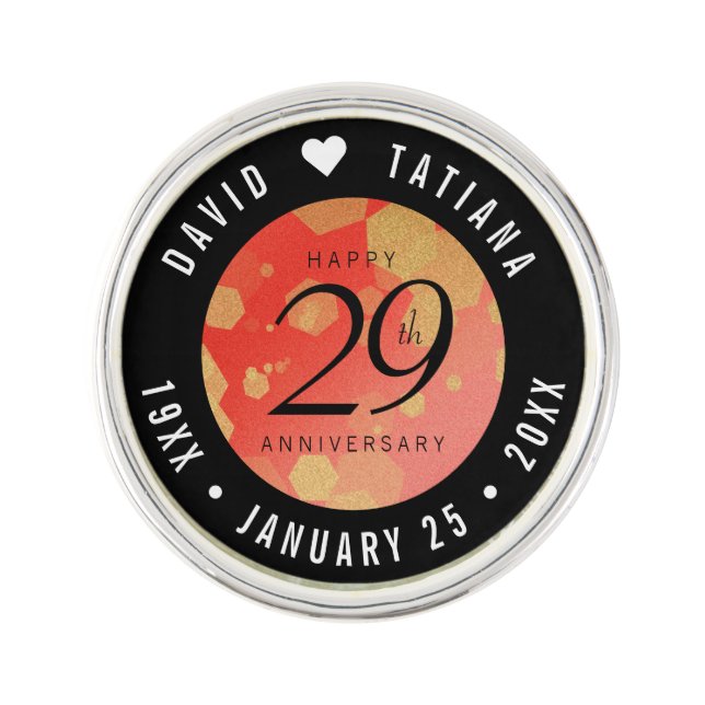 Elegant 29th Garnet Wedding Anniversary Lapel Pin (Front)