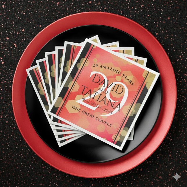 Elegant 29th Garnet Wedding Anniversary Paper Dinner Napkins (Elegant 29th Garnet Wedding Anniversary Napkins Cover Photo)