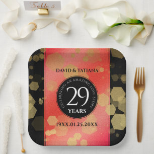Elegant 29th Garnet Wedding Anniversary Paper Plates