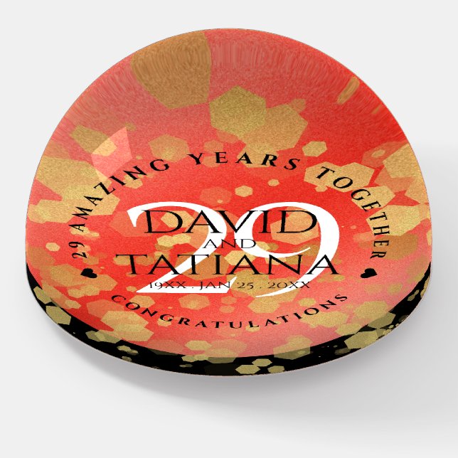 Elegant 29th Garnet Wedding Anniversary Paperweight (Angled)