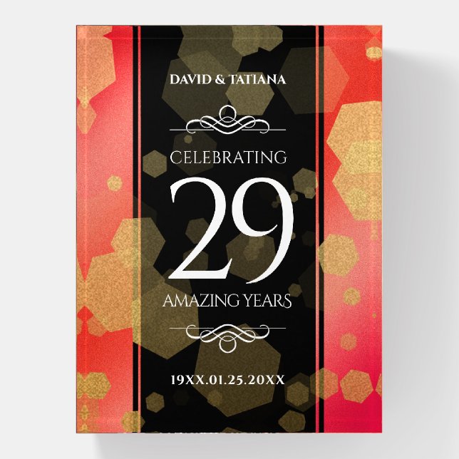 Elegant 29th Garnet Wedding Anniversary Paperweight (Vertical)