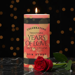 Elegant 29th Garnet Wedding Anniversary Pillar Candle
