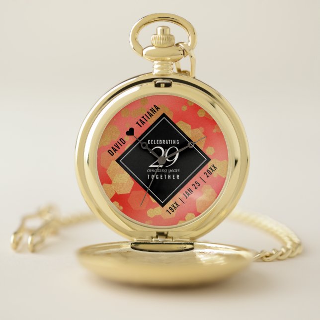 Elegant 29th Garnet Wedding Anniversary Pocket Watch (Inside)