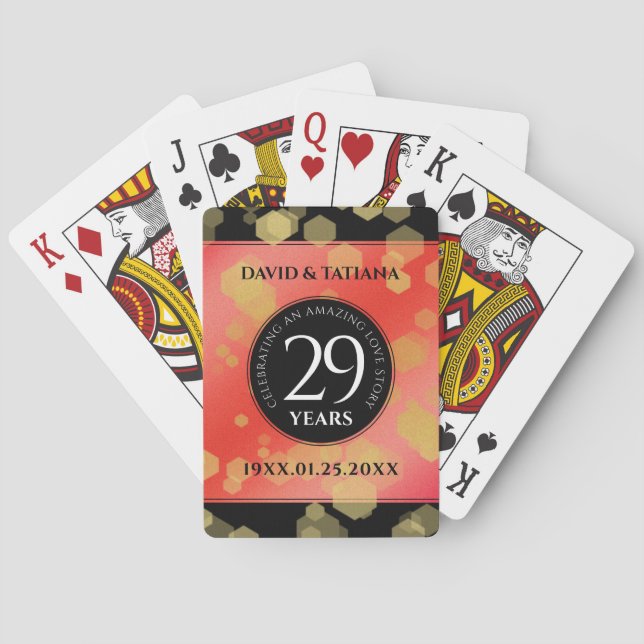 Elegant 29th Garnet Wedding Anniversary Poker Cards (Back)