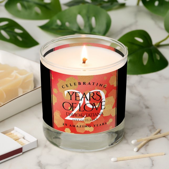 Elegant 29th Garnet Wedding Anniversary Scented Candle (Lit)