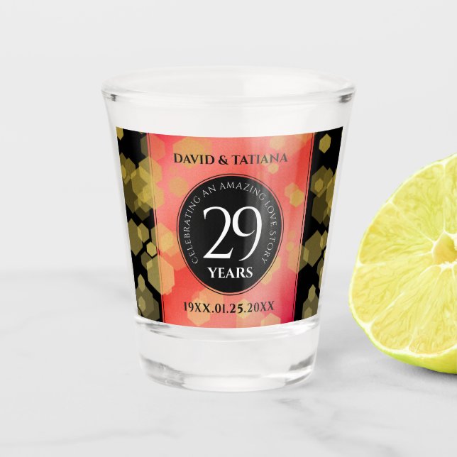 Elegant 29th Garnet Wedding Anniversary Shot Glass (Front)