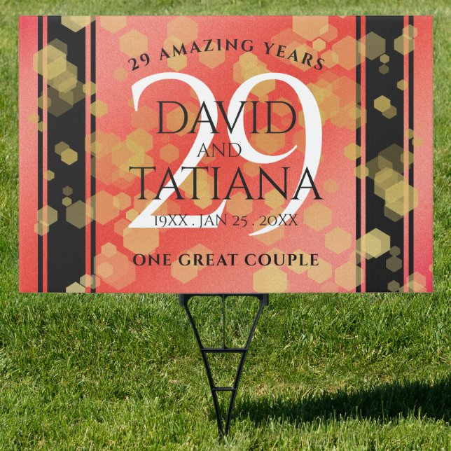 Elegant 29th Garnet Wedding Anniversary Sign (Insitu)