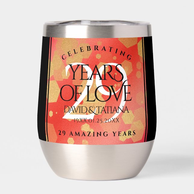 Elegant 29th Garnet Wedding Anniversary Thermal Wine Tumbler (Back)