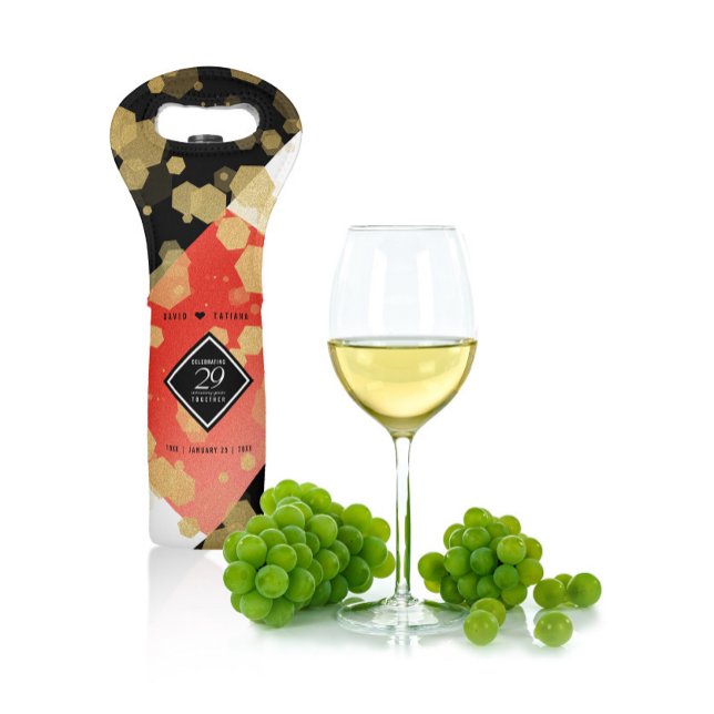 Elegant 29th Garnet Wedding Anniversary Wine Bag (Creator Uploaded)