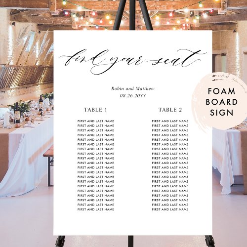 Elegant 2 Long Tables Micro Wedding Seating Chart Foam Board