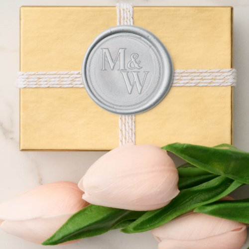 Elegant 2 Monogram Initial Ampersand Wedding Wax Seal Sticker