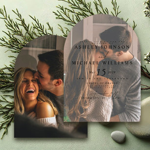 Elegant 2 Photo Arch Overlay Wedding Invitation