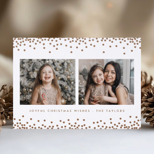 Elegant 2 Photo Confetti Christmas Holiday Letterpress Photo Cards