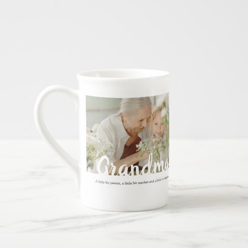 Elegant 2 Photo Grandma Bone China Mug