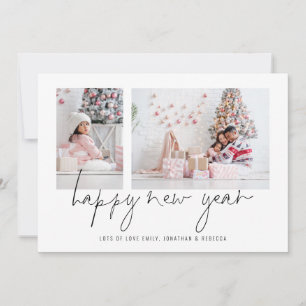 Elegant 2 Photo Happy New Year 2027 Calendar Holiday Card