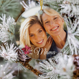 Elegant 2 Photo Mother from Daughter Christmas Ceramic Ornament