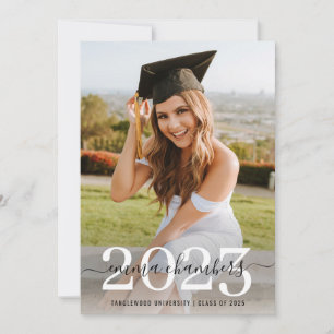 Elegant 2 Photo Script Overlay Graduation Party In Invitation