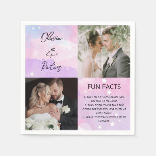 Elegant 2 Photo Simple Couple Fun Facts Wedding Napkins