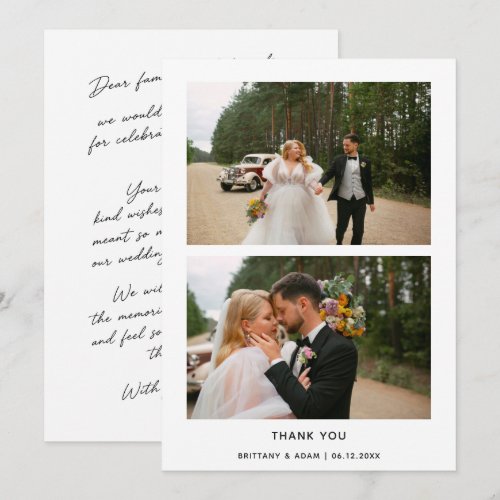 Elegant 2 Photo Wedding Collage Thank You Card