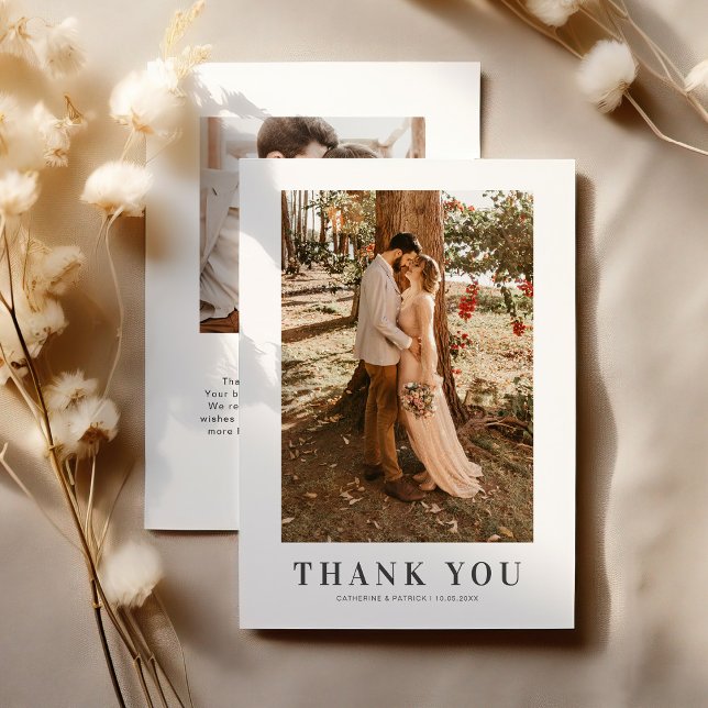 Elegant 2 Photo Wedding Thank You Card (Creator Uploaded)