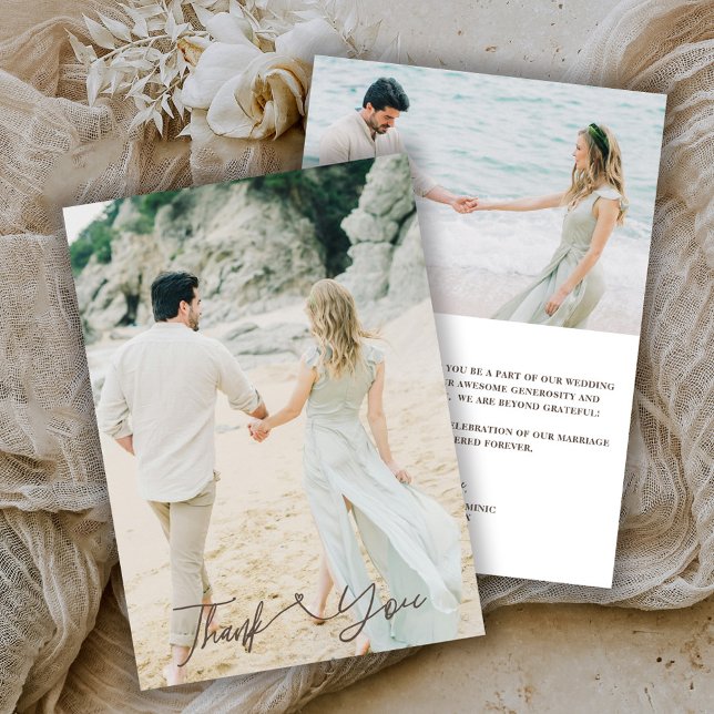 Elegant 2 Photo Wedding Thank You Card (Creator Uploaded)