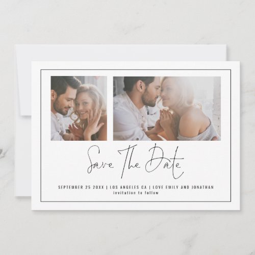 Elegant 2 Photos Any Color Wedding Save The Date